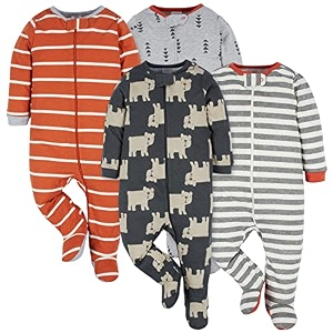 ONESIES Brand Baby Boys Sleepers 4-Pack Footies