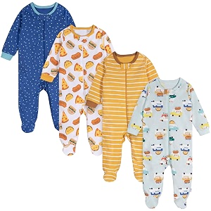 ONESIES Brand Baby Boys Sleepers 4-Pack Footies