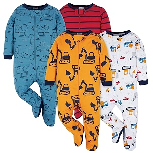 ONESIES Brand Baby Boys Sleepers 4-Pack Footies