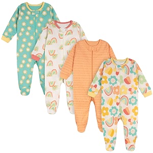 ONESIES Brand Baby Boys Sleepers 4-Pack Footies