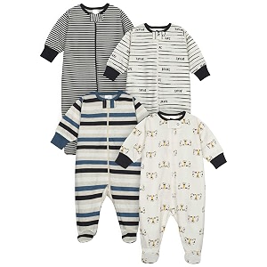 ONESIES Brand Baby Boys Sleepers 4-Pack Footies