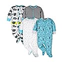 ONESIES Brand Baby Boys Sleepers 4-Pack Footies