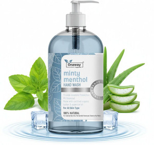 oneway happiness mint splash handwash  revive  refresh your hands hand wash bottle