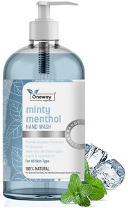 oneway happiness minty menthol hand wash with mint hand wash bottle