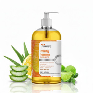 oneway happiness pure lemon handwash  fresh clean  invigorating hand wash bottle