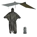 onewind Hooded Rain Poncho, Waterproof Silnylon Versatile Survival Shelter