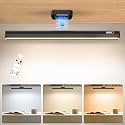 Onforu 5W Magnetic Light Bar, 4000mAh Rechargeable Under Cabinet Lighting, 3 Colors Adjustable Makeup Lights, Stick on Touch Light, Dimmable Wall Strip Lights for Cabinet, Kitchen, Closet, Desk