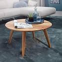 ONIJA Sheesham Wood Center Coffee Table for Home Living Room || Wooden Round Shape Cocktail Teapoy Tea Table Furniture for Patio Outdoor and Garden Table Color :- Natural Finish