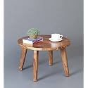 ONIJA Solid Wood Round Coffee Table in Rustic Teak Finish | Center Table for Living Room | Bedroom | Hall | Laugh | Hotel
