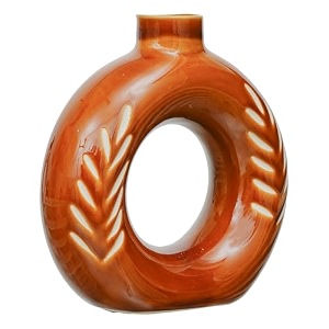 modern decorative ceramic vase for home dcor  for kitchen office or living room  ceramic flower vase  home decor centrepiece decor showpiece donut vase dark-brown_ring-design-17