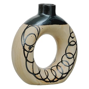 modern decorative ceramic vase for home dcor  for kitchen office or living room  ceramic flower vase  home decor centrepiece decor showpiece donut vase brown_ring-design-16