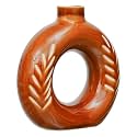 Modern Decorative Ceramic Vase for Home Décor | for Kitchen, Office or Living Room | Ceramic Flower Vase | Home Decor Centrepiece, Decor Showpiece Donut Vase (Dark-Brown_Ring-Design-17)