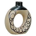 Modern Decorative Ceramic Vase for Home Décor | for Kitchen, Office or Living Room | Ceramic Flower Vase | Home Decor Centrepiece, Decor Showpiece Donut Vase (Brown_Ring-Design-16)