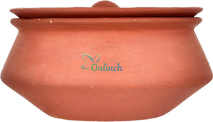 onlinch organic clay dahi handi  clay handi  mitti handi  curd pot medium size handi 05 l with lid earthenware