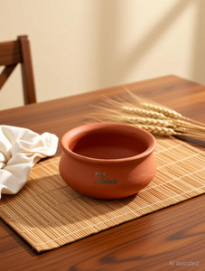 onlinch organic clay dahi handi  clay handi  mitti handi  curd pot medium size handi 1 l with lid earthenware
