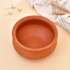 onlinch organic clay dahi handi  clay handi  mitti handi  curd pot medium size handi 1 l with lid earthenware