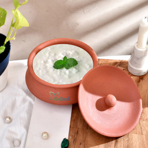 onlinch organic clay dahi handi  clay handi  mitti handi  curd pot medium size handi 05 l with lid earthenware