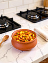 Onlinch Organic Clay Dahi Handi | Clay Handi | MItti Handi | Curd Pot Medium Size Handi 1 L with Lid (Earthenware)
