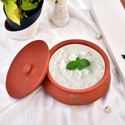 Onlinch Organic Clay Dahi Handi | Clay Handi | MItti Handi | Curd Pot Medium Size Handi 0.5 L with Lid (Earthenware)