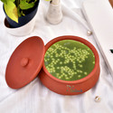 Onlinch Organic Clay Dahi Handi | Clay Handi | MItti Handi | Curd Pot Medium Size Handi 0.5 L with Lid (Earthenware)