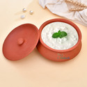 Onlinch Organic Clay Dahi Handi | Clay Handi | MItti Handi | Curd Pot Medium Size Handi 0.5 L with Lid (Earthenware)