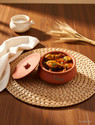 Onlinch Organic Clay Dahi Handi | Clay Handi | MItti Handi | Curd Pot Medium Size Handi 0.5 L with Lid (Earthenware)