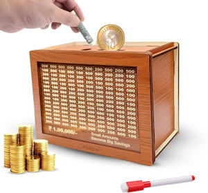 onlinch wodden gullak money saving box piggy bank coin bank_wd18 coin bank