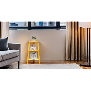 engineered wood 3-tier side corner table matte finish for corner space living room bedroom office library amp bolcony yellow