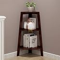 Engineered Wood 3-Tier Side Corner Table Matte Finish for Corner Space Living Room, Bedroom, Office, Library & Bolcony (Brown)