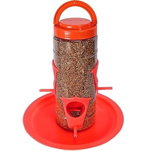 bird feeder with multiple feeding ports hanging style weather-resistant durable food-grade plastic includes bottom plate red pack of 1