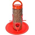 Bird Feeder with Multiple Feeding Ports, Hanging Style, Weather-Resistant, Durable Food-Grade Plastic, Includes Bottom Plate (Red, Pack of 1)