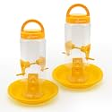 Bird Feeder with Multiple Feeding Ports, Hanging Style, Weather-Resistant, Durable Food-Grade Plastic, Includes Bottom Plate (Yellow, Pack of 2)