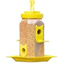 Bird Feeder with Multiple Feeding Ports, Hanging Style, Weather-Resistant, Durable Food-Grade Plastic, Includes Bottom Plate (Yellow, Pack of 1)