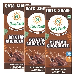 only earth oats shake  belgian chocolate  vegan  plant-based  lactose-free  no added preservatives colors  cholesterol-free  guilt-free  with calcium vitamin d b1 b2 and b12 165ml 3 packs