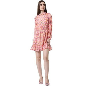 ONLY Floral Printed Shirt Collar Tiered Chiffon
