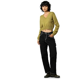 Only Womens Acrylic V-Neck Sweater