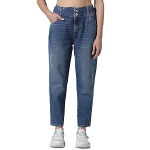 ONLY Women Tapered Fit High-Rise Cotton Heavy