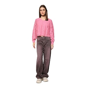 ONLY Womens Lace Self-Design V-Neck Top
