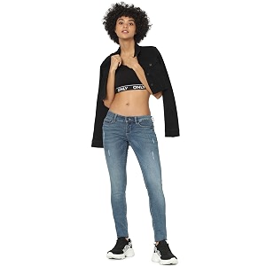 ONLY Women Blue Skinny Fit Low-Rise Low