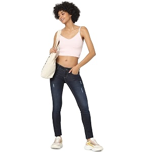 ONLY Women Blue Skinny Fit Low-Rise Low