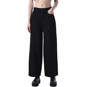 only women39s solid wide leg high rise black jeans