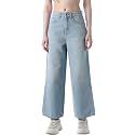 ONLY Women's Solid Wide Leg High Rise Black Jeans