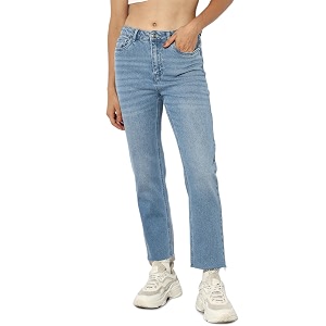 ONLY Womens Straight Fit High Rise Faded
