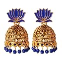 OnlyKing Traditional Lotus Meenakari Jhumka Earrings for