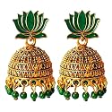 OnlyKing Traditional Lotus Meenakari Jhumka Earrings for