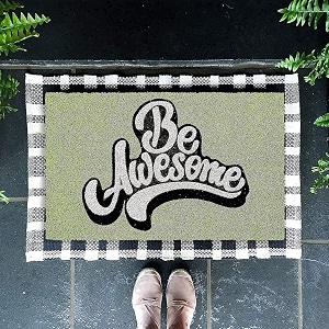 Onlymat inchBe Awesome inch Printed Anti-Slip Doormat