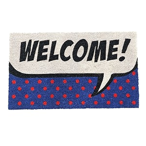 Onlymat inchWelcome with Polka Dots Coir Doormat