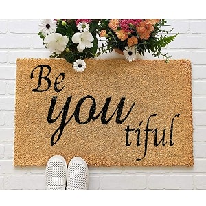 Onlymat Be Awesome Printed Anti-Slip Doormat Beige