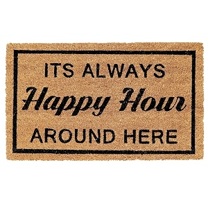 Onlymat Happy Hour Printed Anti-Slip Doormat Black