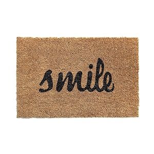 Onlymat Natural Coir Smile Doormat with Hard